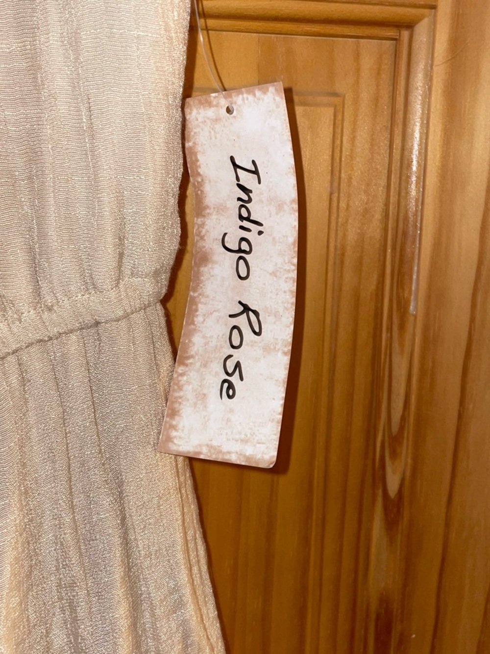 Tiered Puff Sleeve Maxi Dress in Beige - Picture 2 of 5